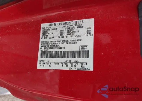 2002 Ford F-150 Lariat/Xl/Xlt z USA, uszkodzony, nr VIN 1FTRX18L52NB56046